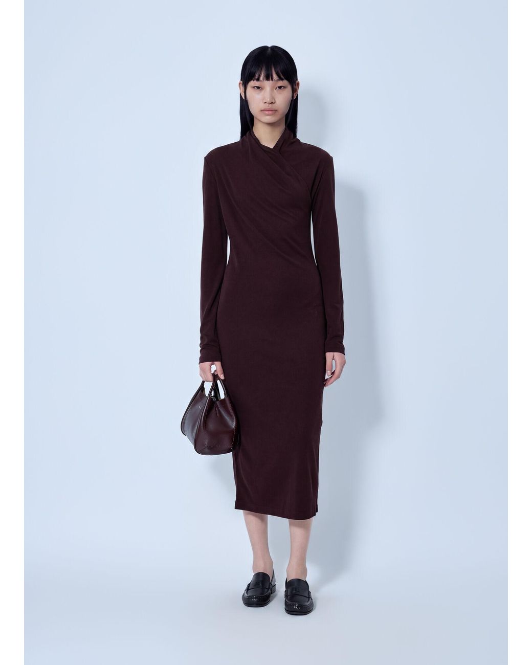 Max Mara Blue Asymmetric Draped Dress