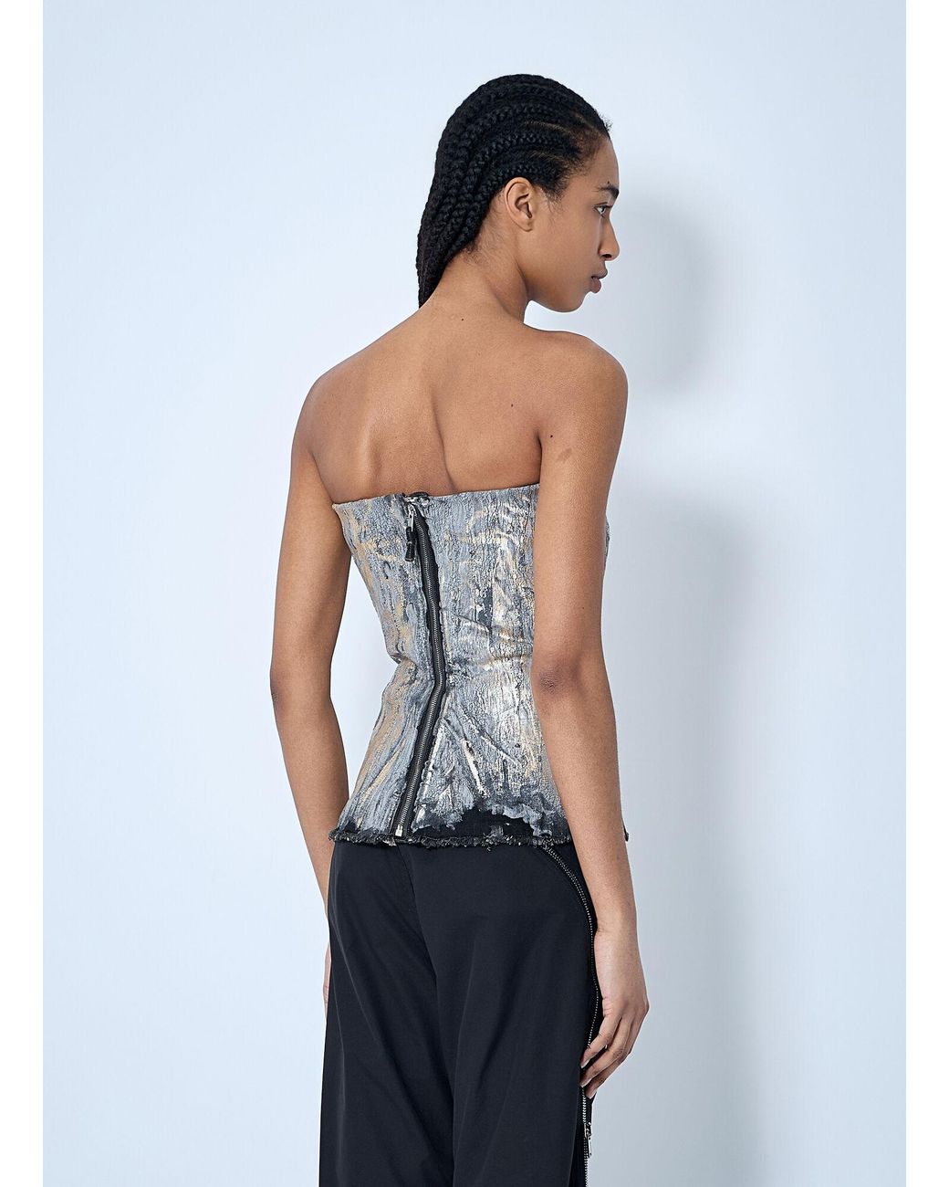 Rick Owens Blue Denim Bustier Top