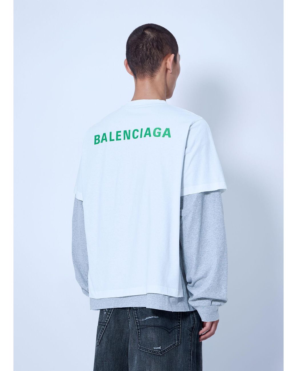Balenciaga Blue Hybrid Double T-Shirt for men
