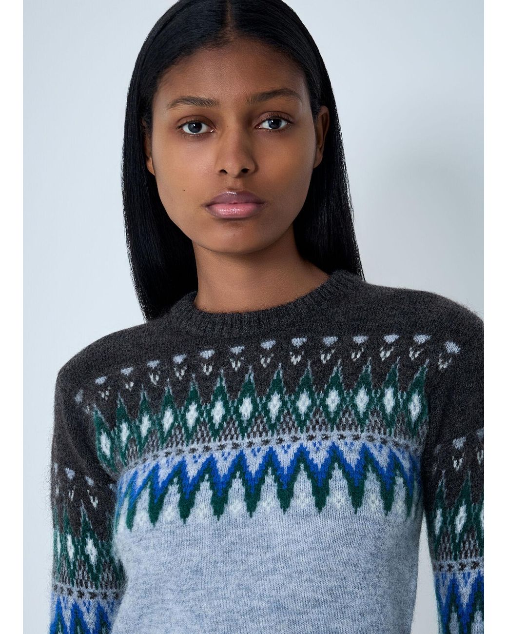 Acne Blue Fair Isle Knit Sweater
