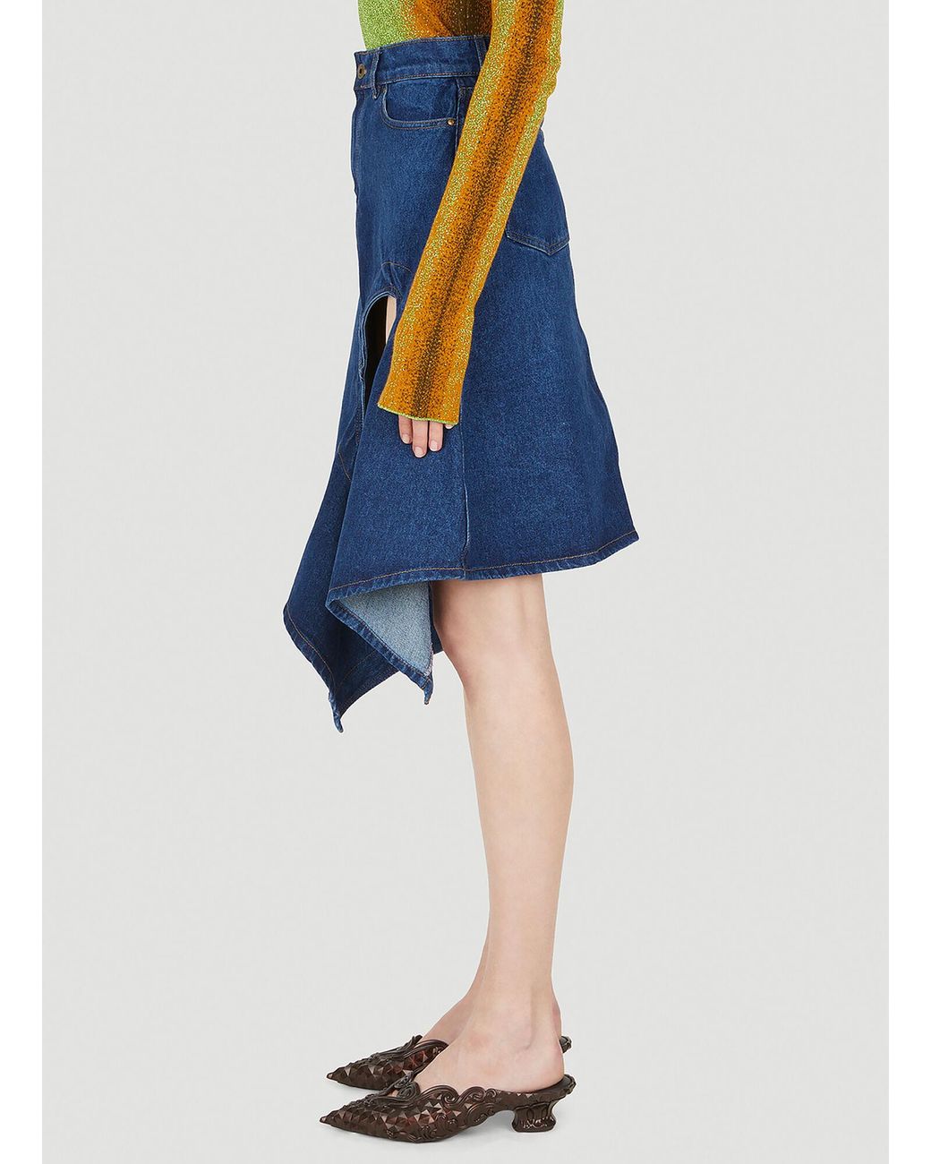 スカート Y/Project Blue Cutout Midi Skirt Blue Cut Out Denim Midi Skirt by Y/Project on Sale