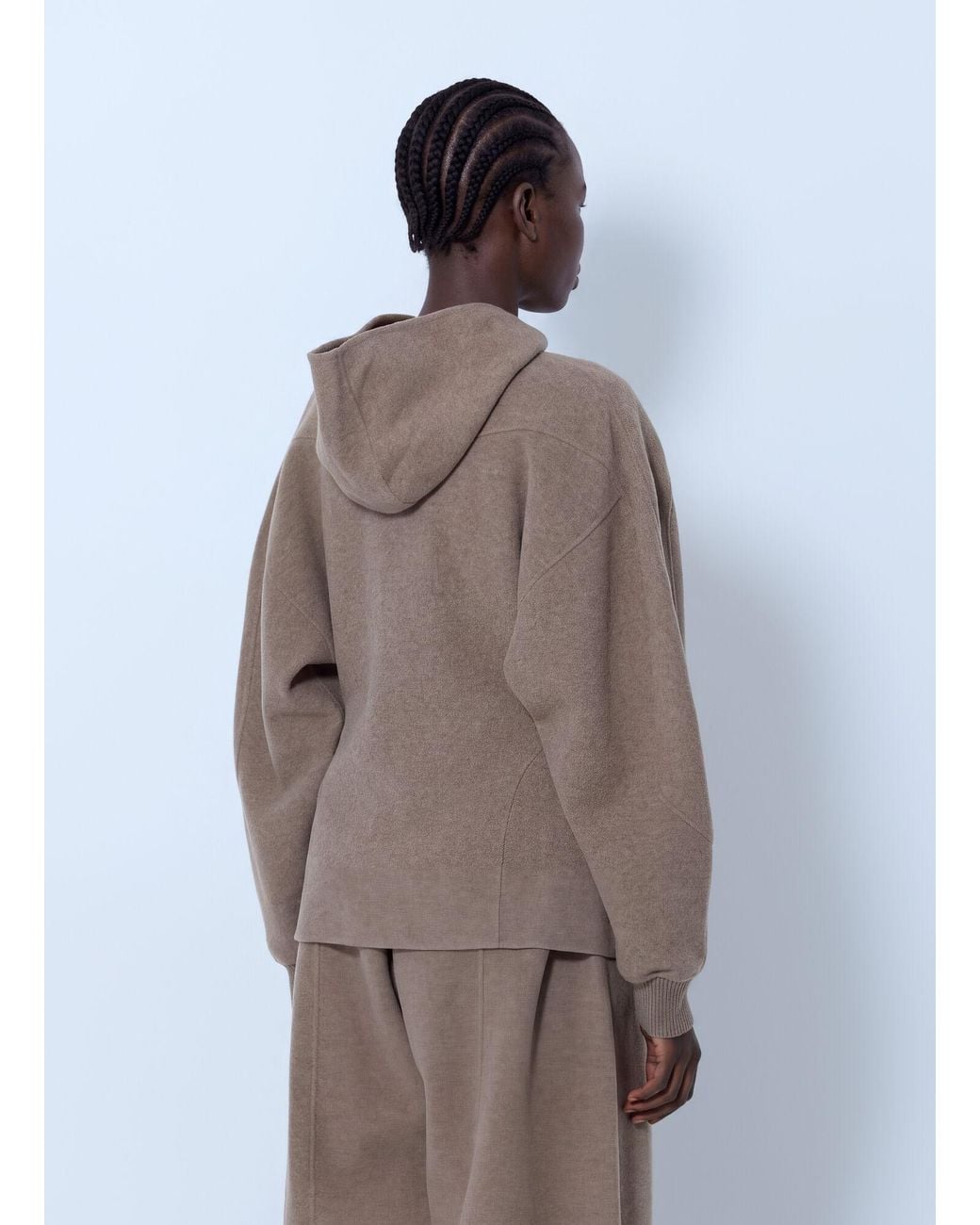 Max Mara Brown Hooded Wool-Blend Sweatshirt