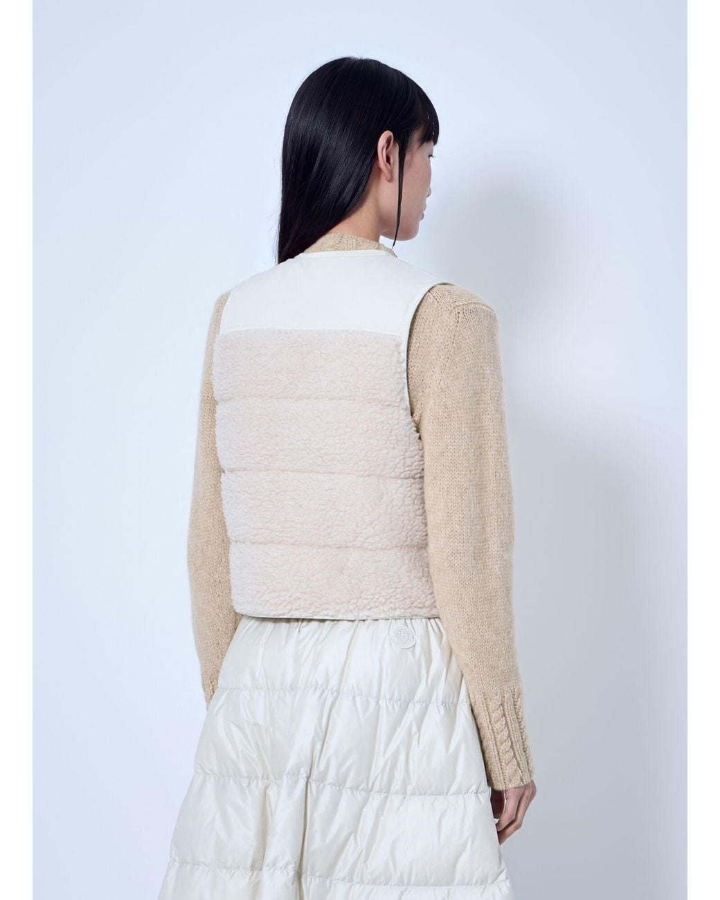 Moncler White Fluffy Teddy Padded Gilet
