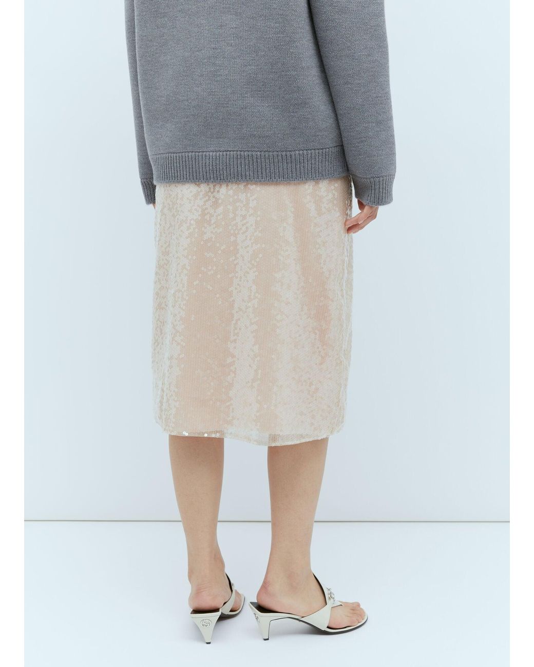 Gucci White Sequin-Embroidered Tulle Skirt