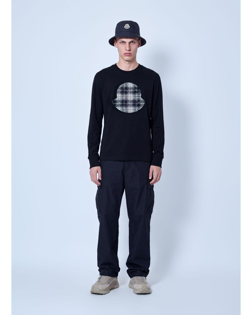 Moncler Blue Cotton Blend Trousers for men