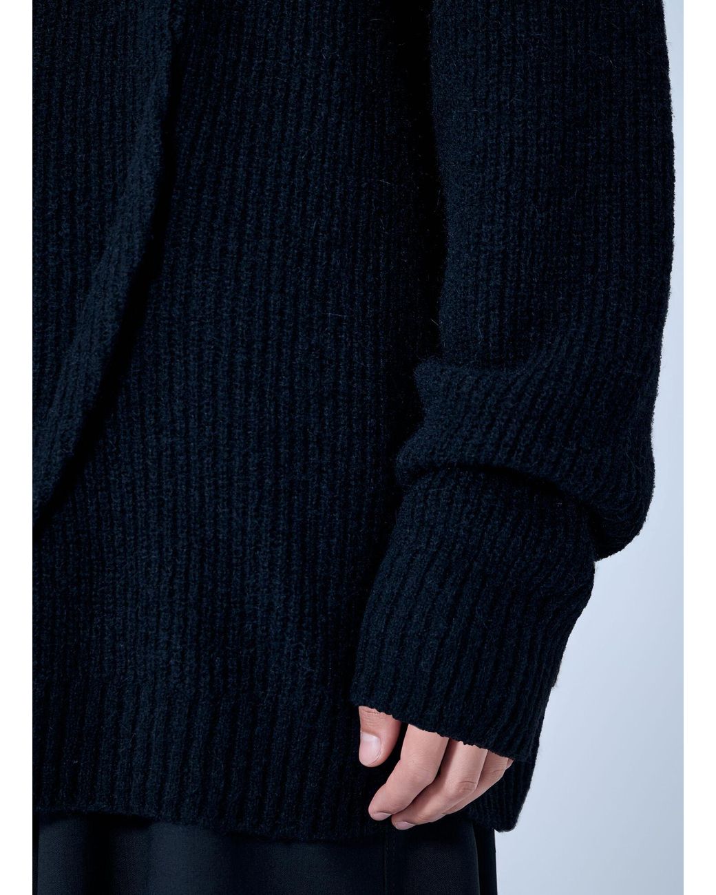 Yohji Yamamoto Blue Half Cardigan+Tuck Tuck Round Neck Po for men