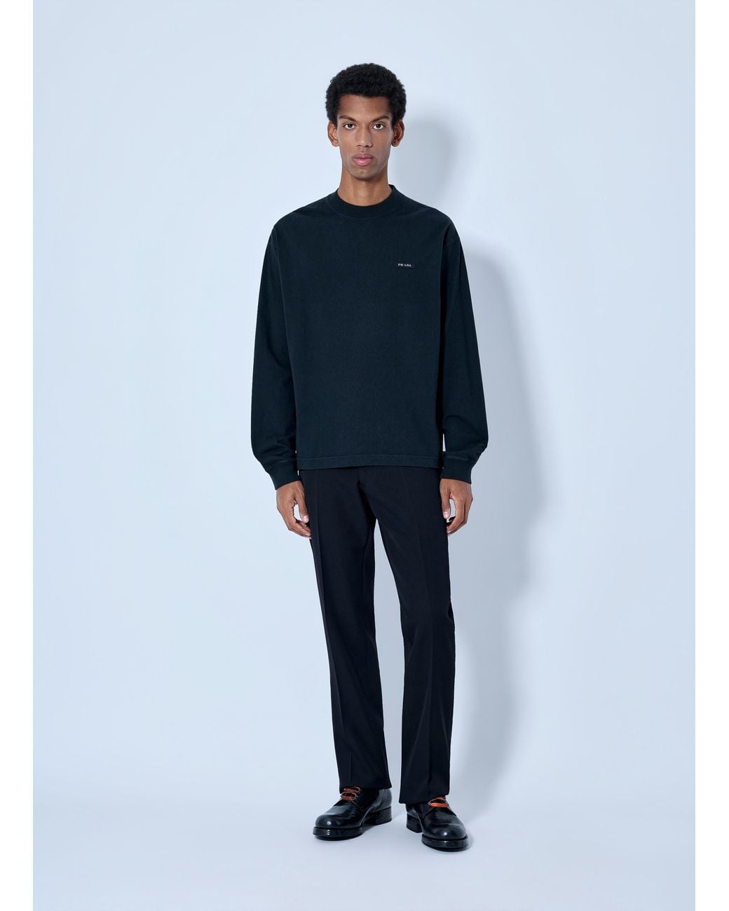 Prada Blue Crewneck Long Sleeve Sweatshirt for men
