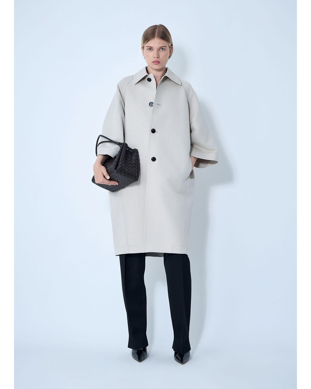 Bottega Veneta White Silk-And-Cotton-Blend Coat