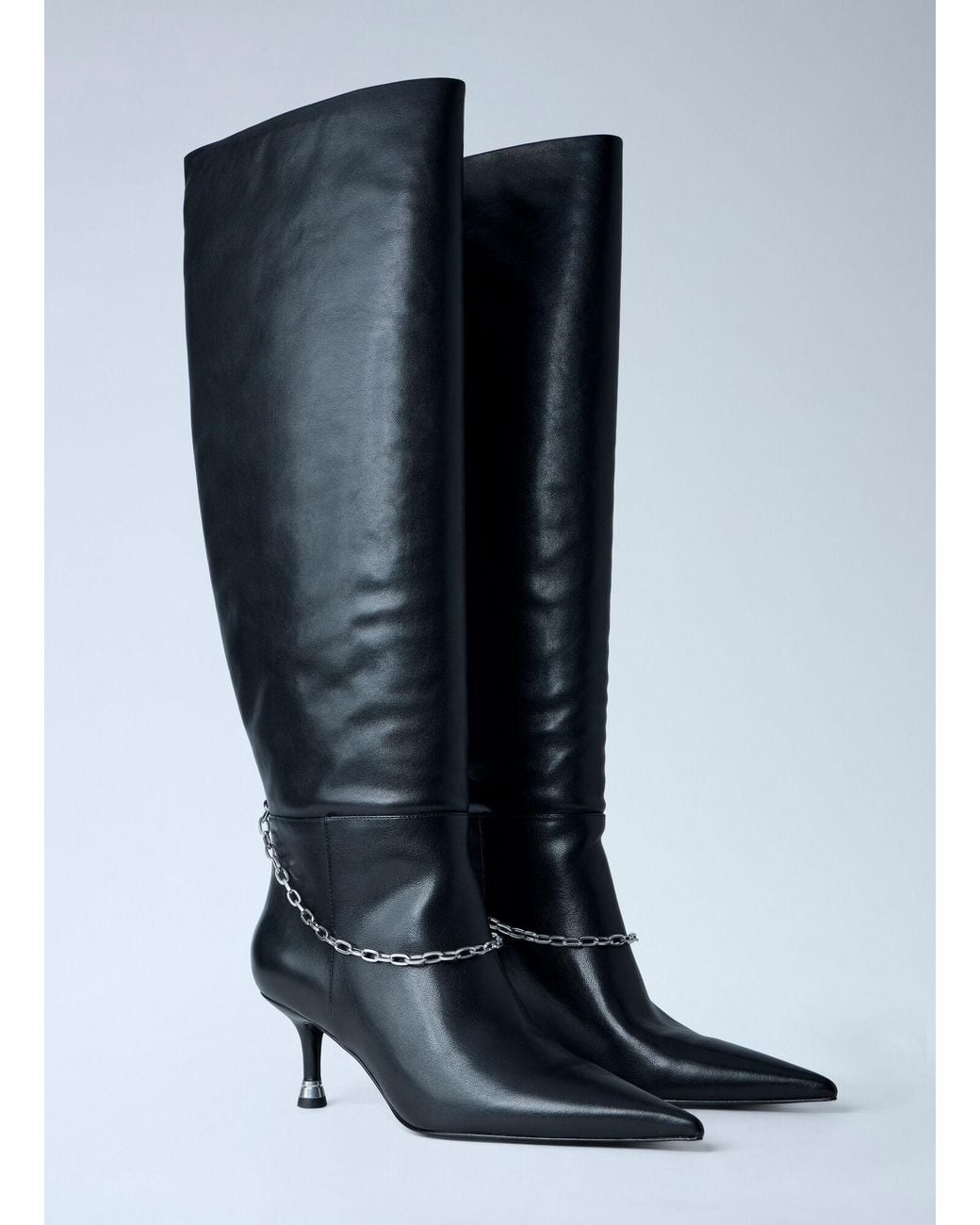 Alexander Wang Blue Chain Detail Knee-High Leather Boots