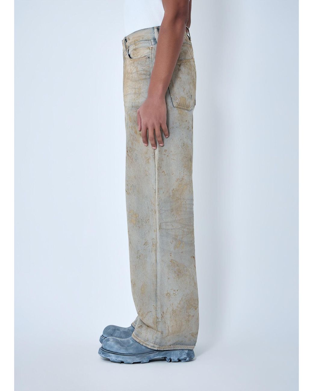 Acne Gray Wide-Leg Distressed Pants for men