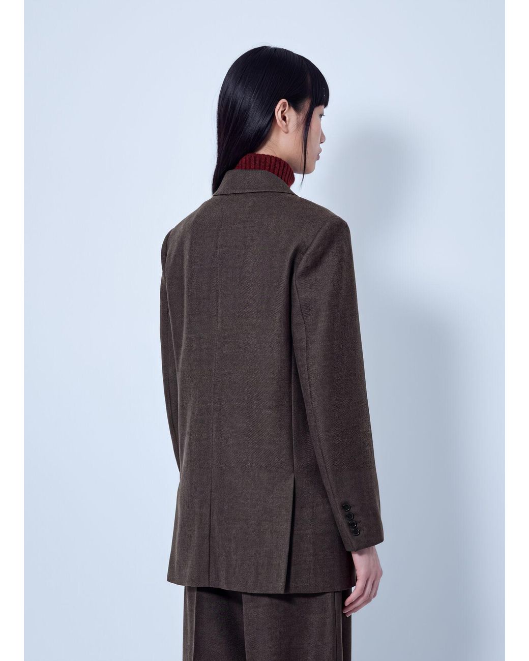 Max Mara Gray Double-Breasted Wool Blazer