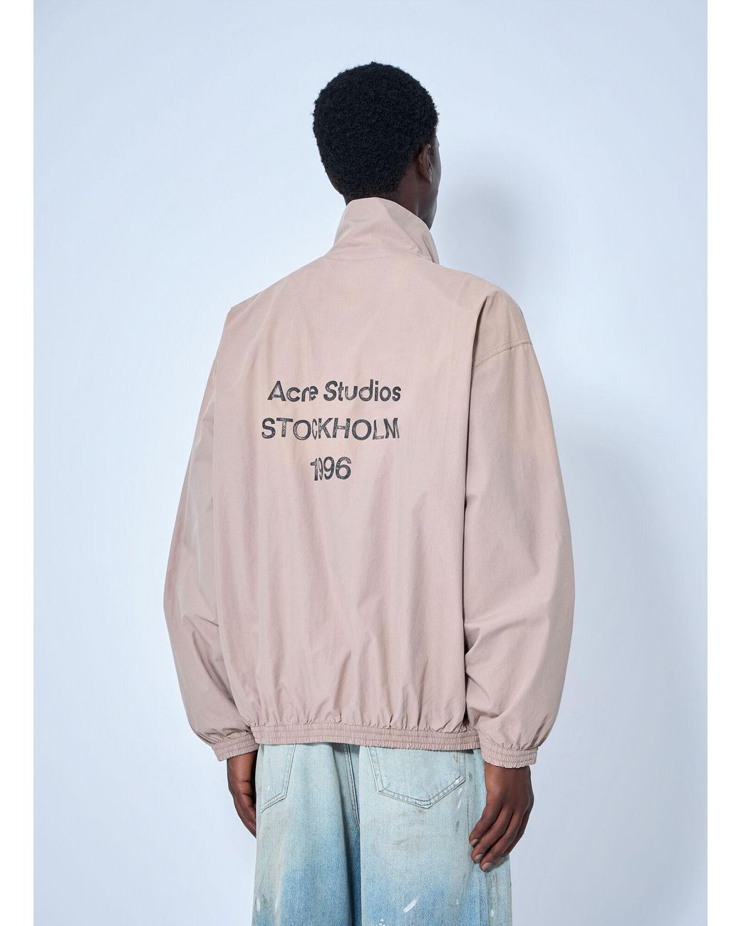 Acne Natural Logo Printed Zip-Up Jacket