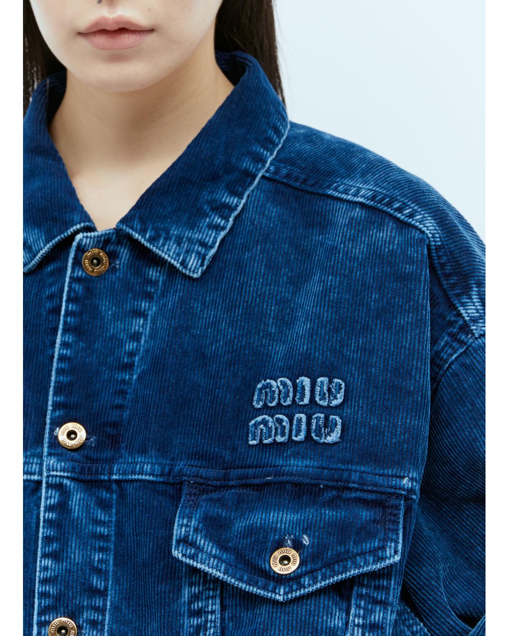 【MiuMiu】Washed velvet blouson jacket ブルゾン ジャケット miu-miu-Blue-Washed-Velvet-