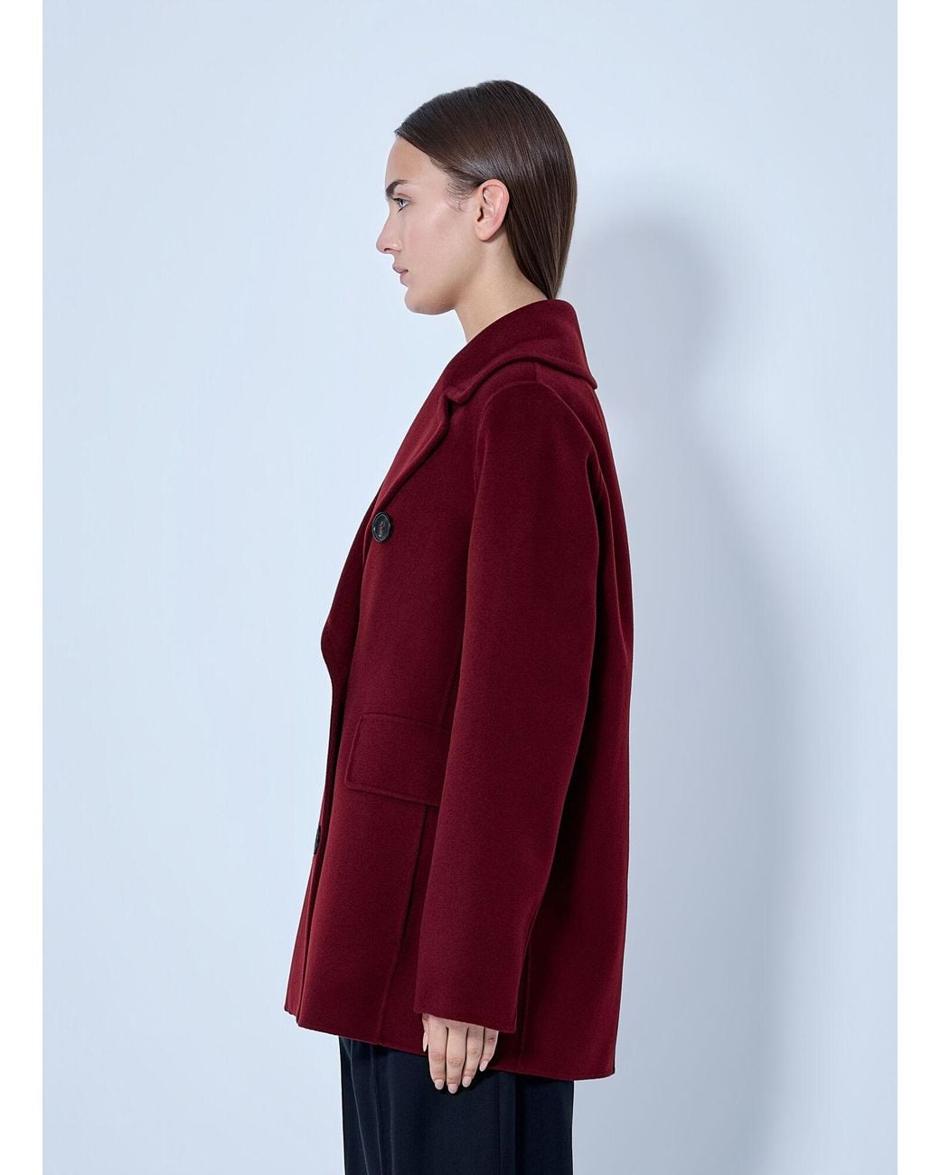 Max Mara Red Double-breasted Wool Coat