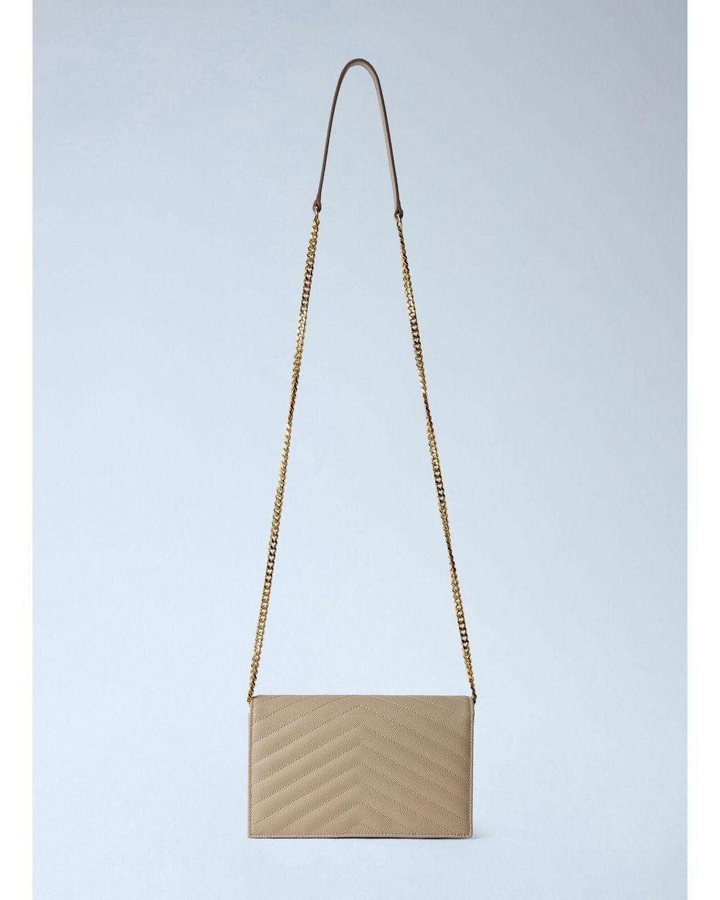Saint Laurent Blue Cassandre Envelope Chain Wallet