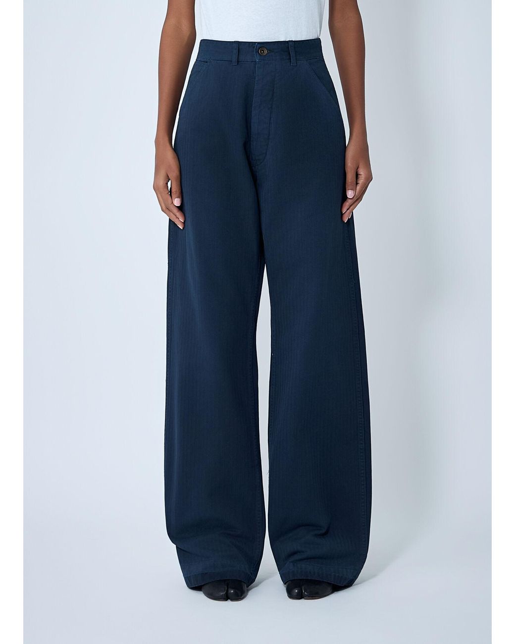 Maison Margiela Blue Cotton Twill Pants