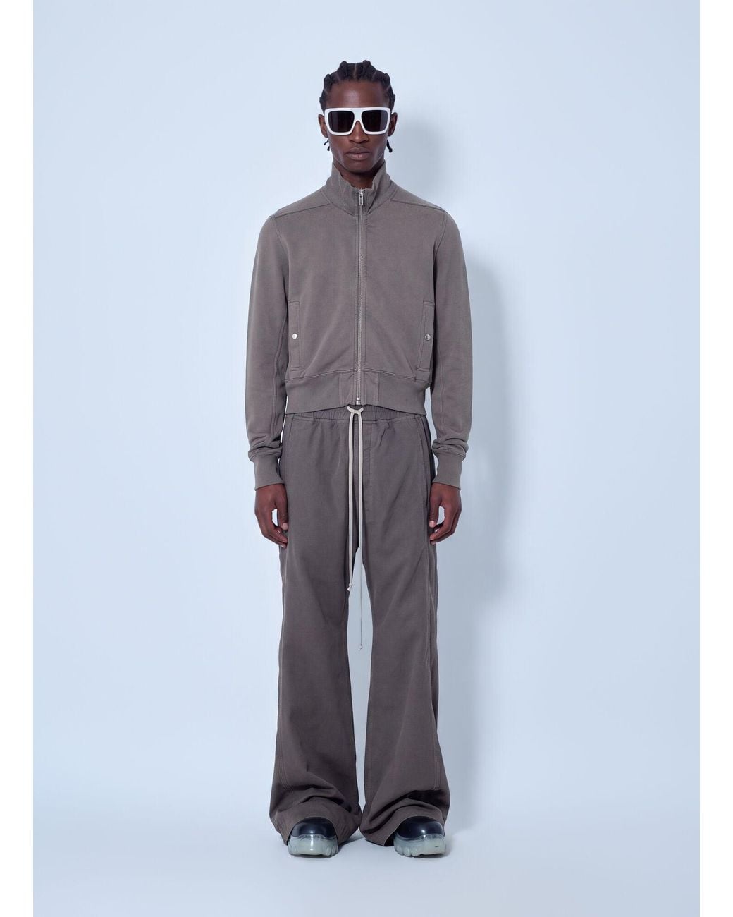 Rick Owens Blue High Neck Zip-Up Jacket for men