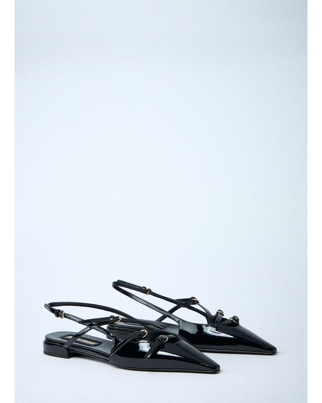 Miu Miu White Patent Leather Slingback Ballerina Flats