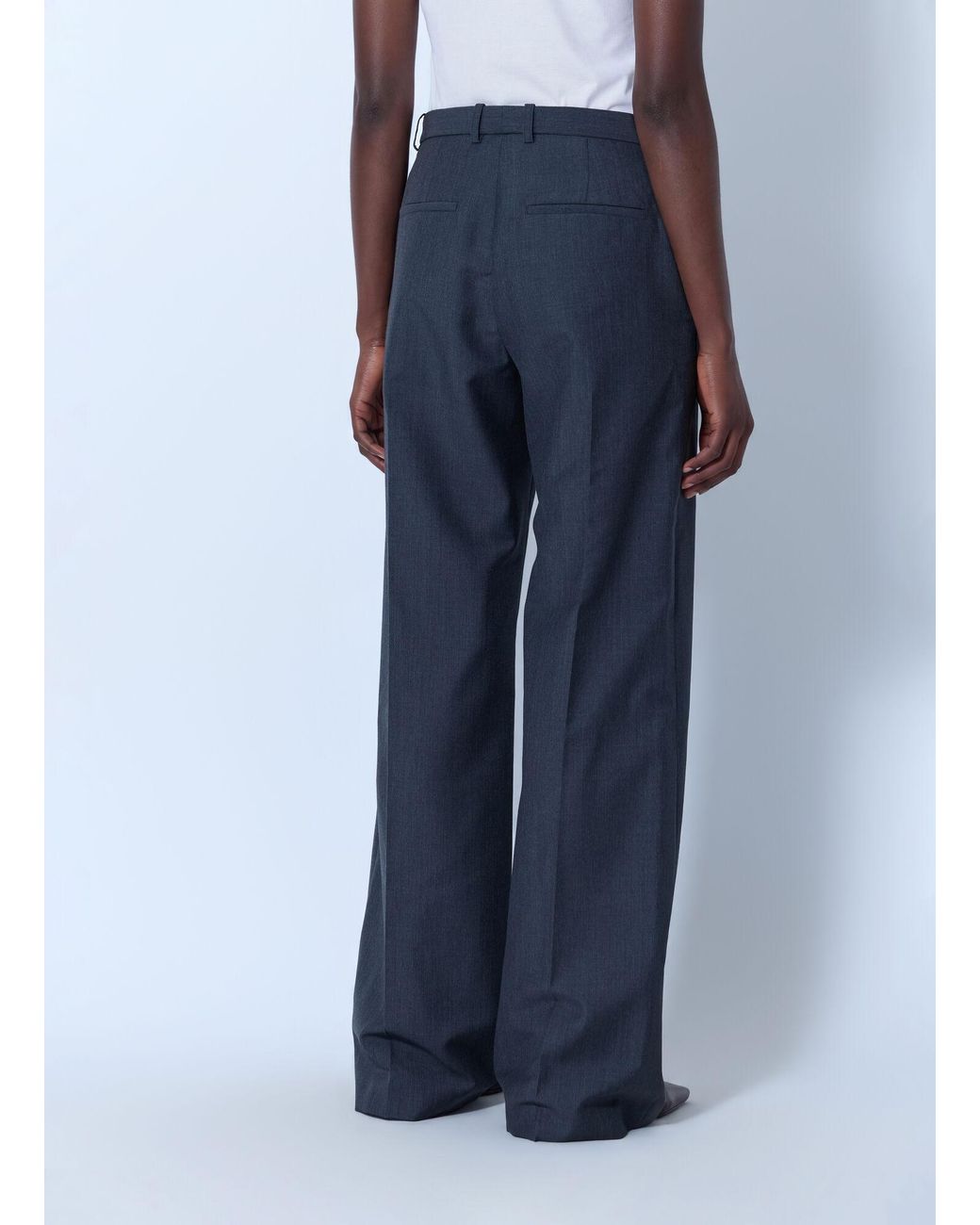 Jil Sander Blue Fil-À-Fil Dressy Wool Pants