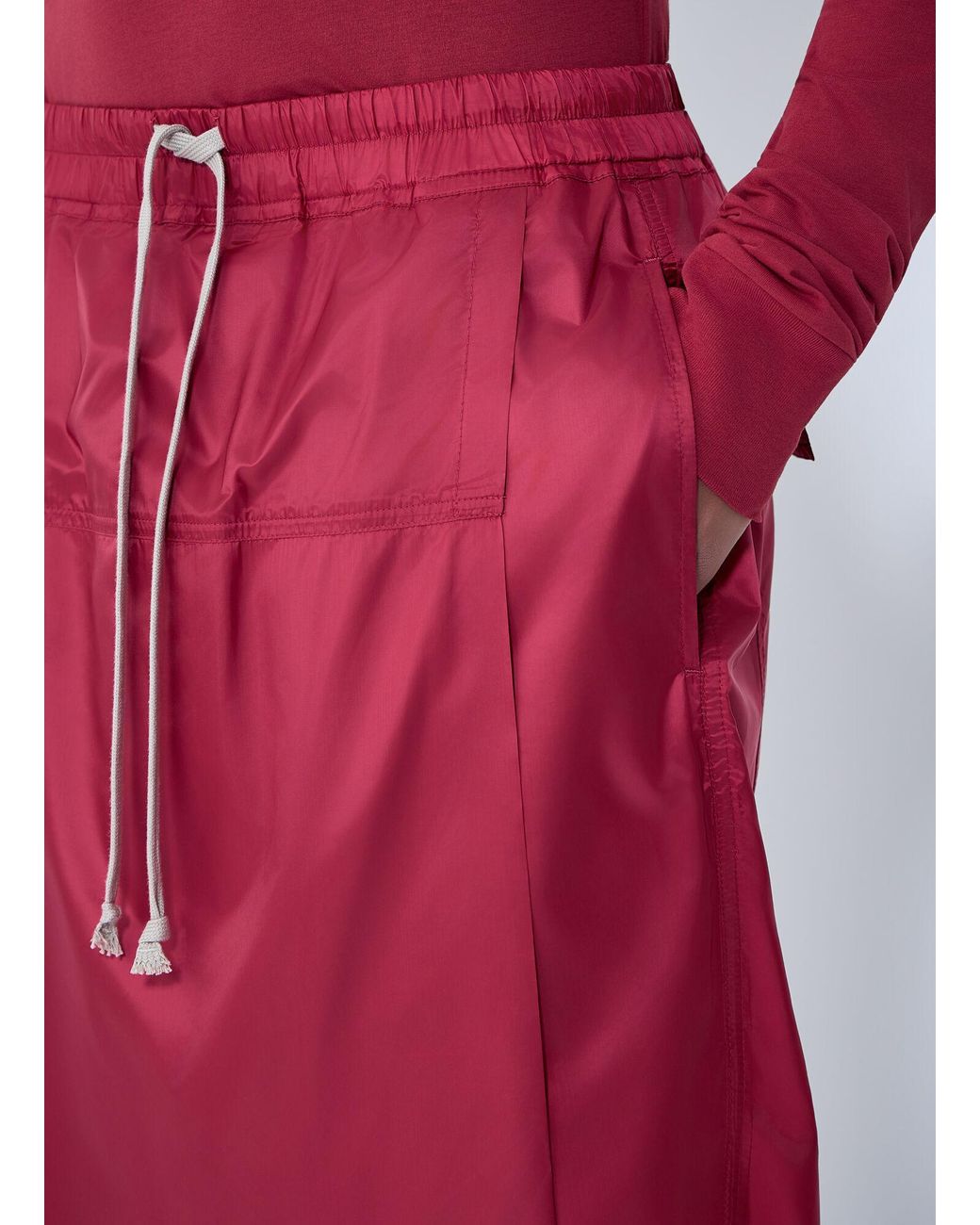 Moncler Red Rick Owens Drawstring Midi Kilt Shorts