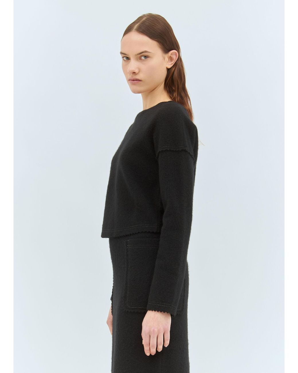 Max Mara Black Wool And Cashmere Cropped Sweater