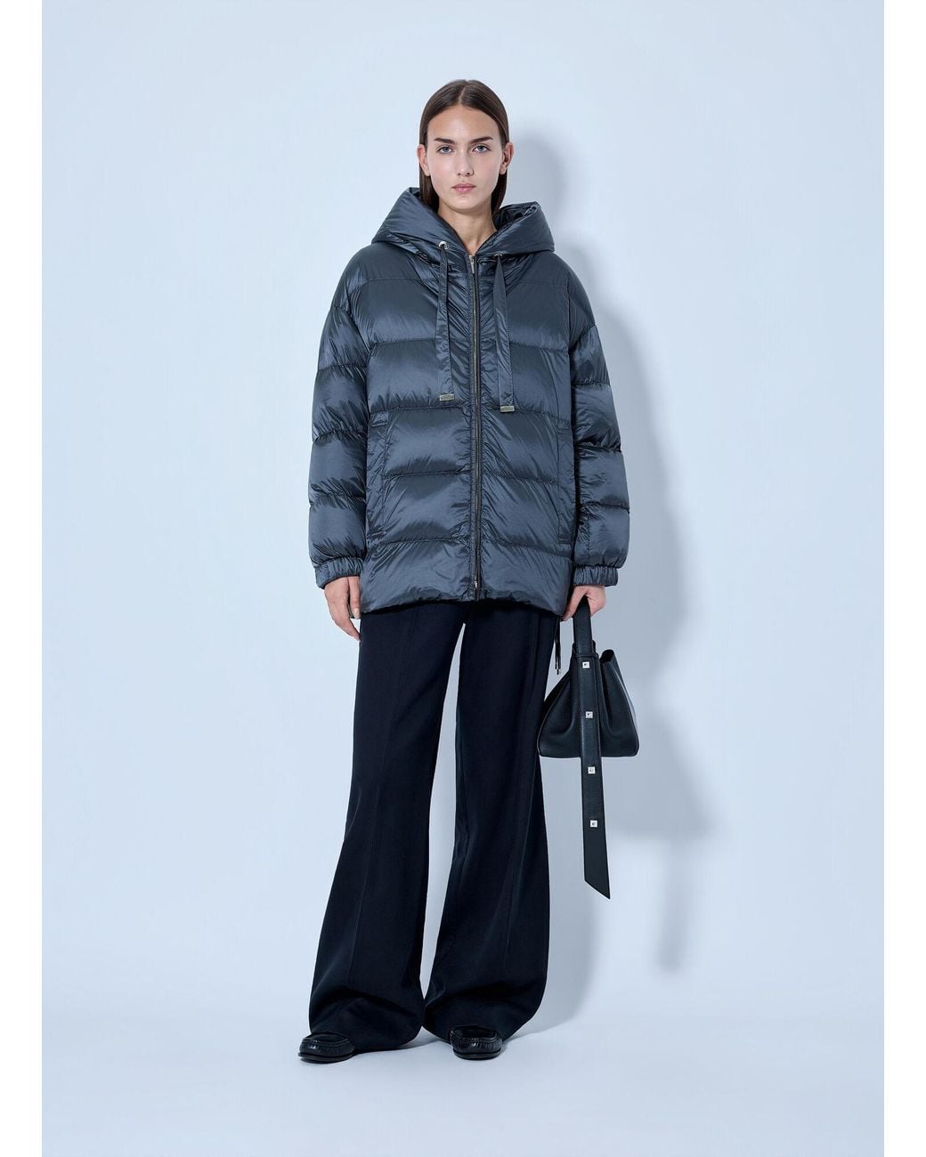 Max Mara Blue Hooded Puffer Jacket