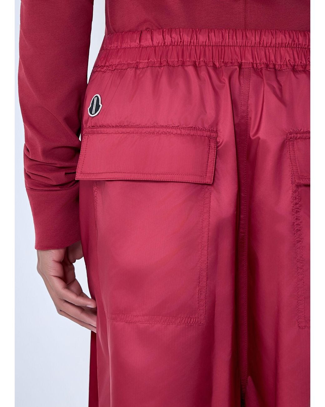 Moncler Red Rick Owens Drawstring Midi Kilt Shorts