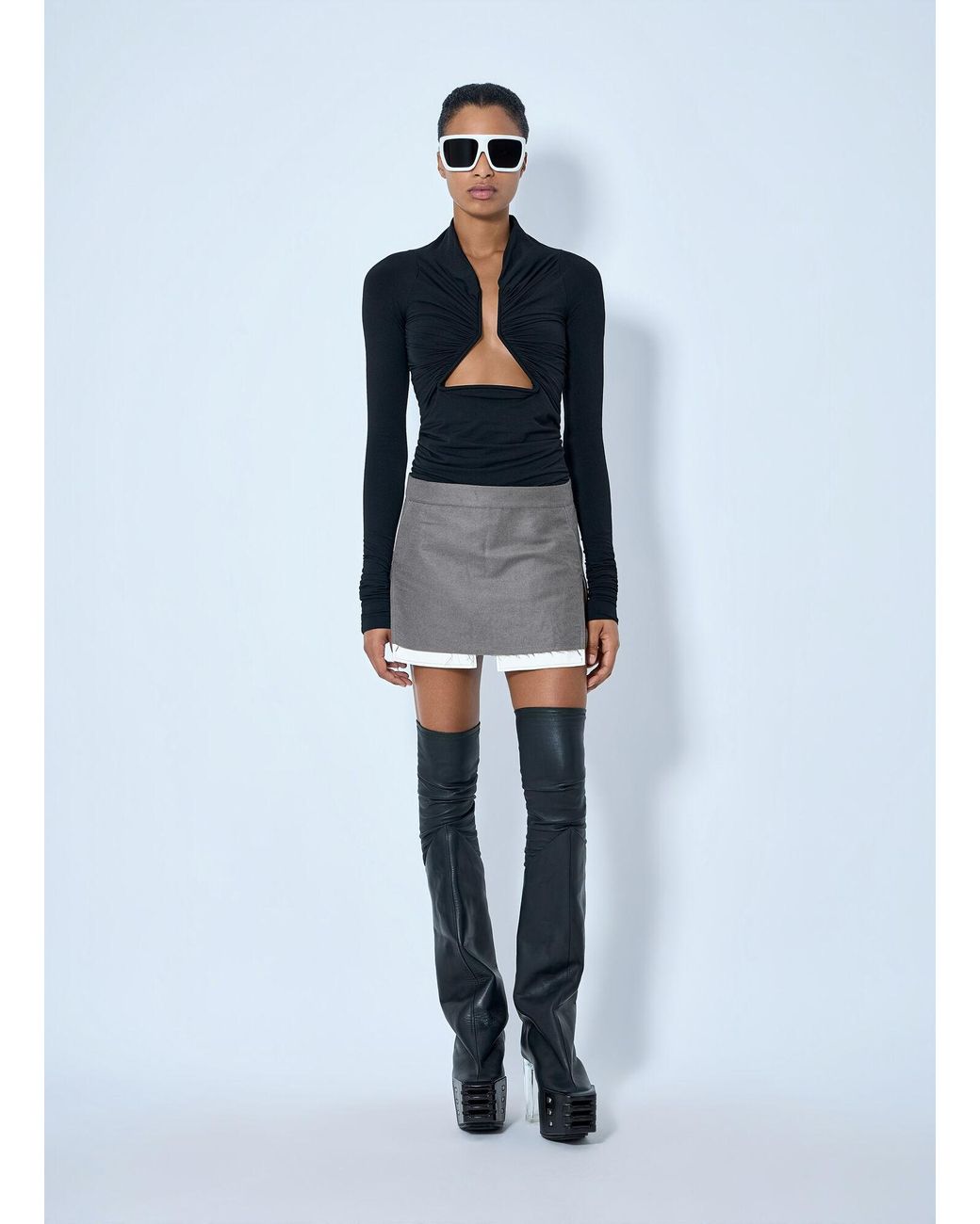 Rick Owens Gray Fog Cutoff Mini Skirt