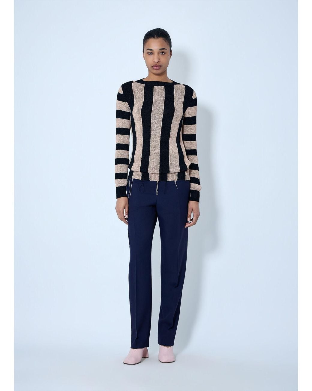 Dries Van Noten Blue Striped Knit Sweater