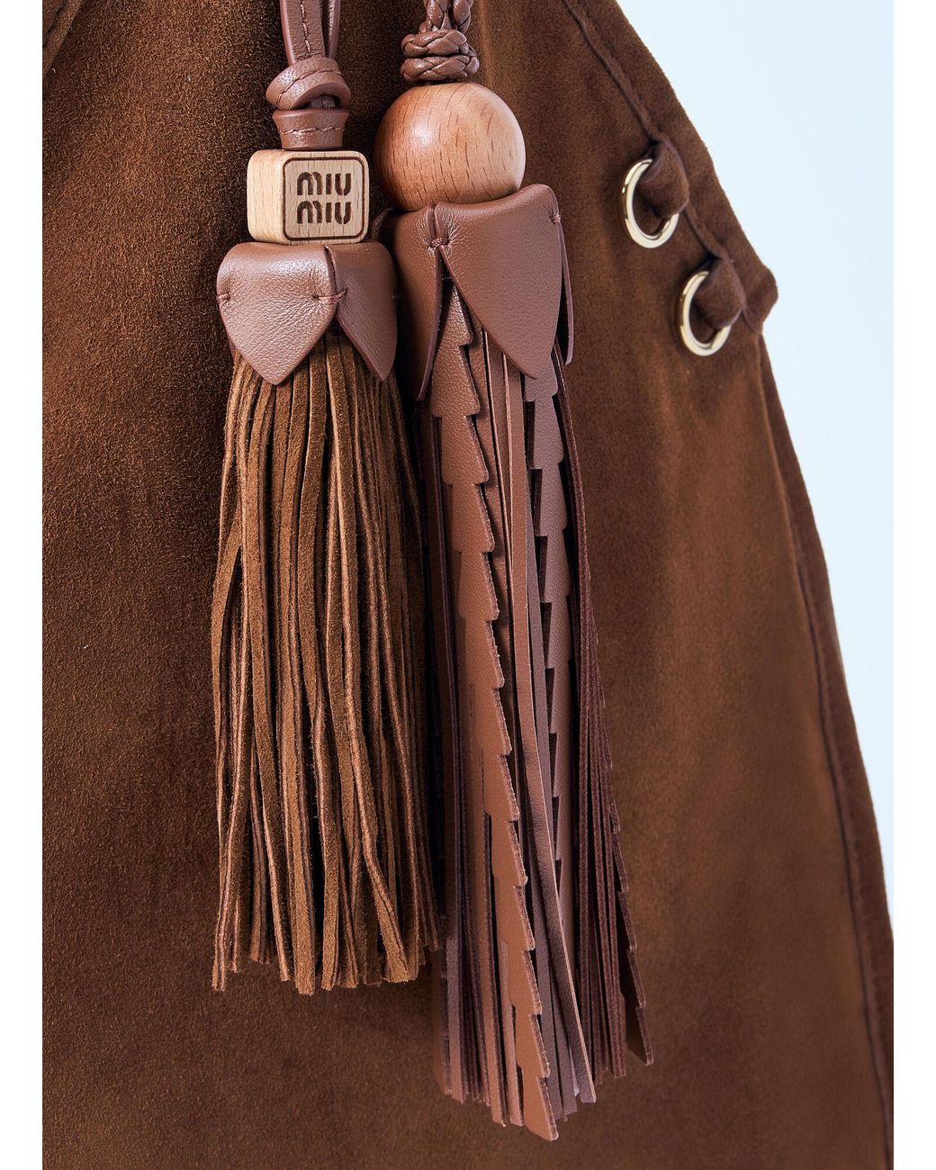 Miu Miu Brown Suede Handbag With Tassels