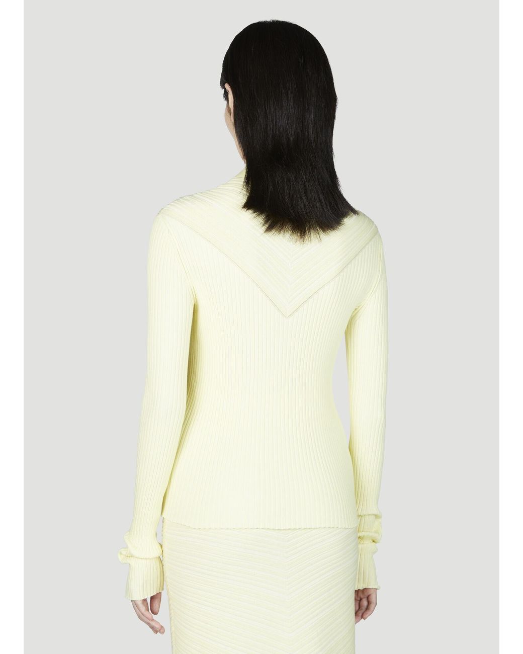 Bottega Veneta Natural Long Sleeve Rib Top