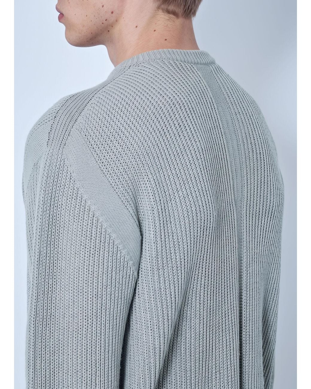 Rick Owens Gray Fisherman Round Neck Sweater for men