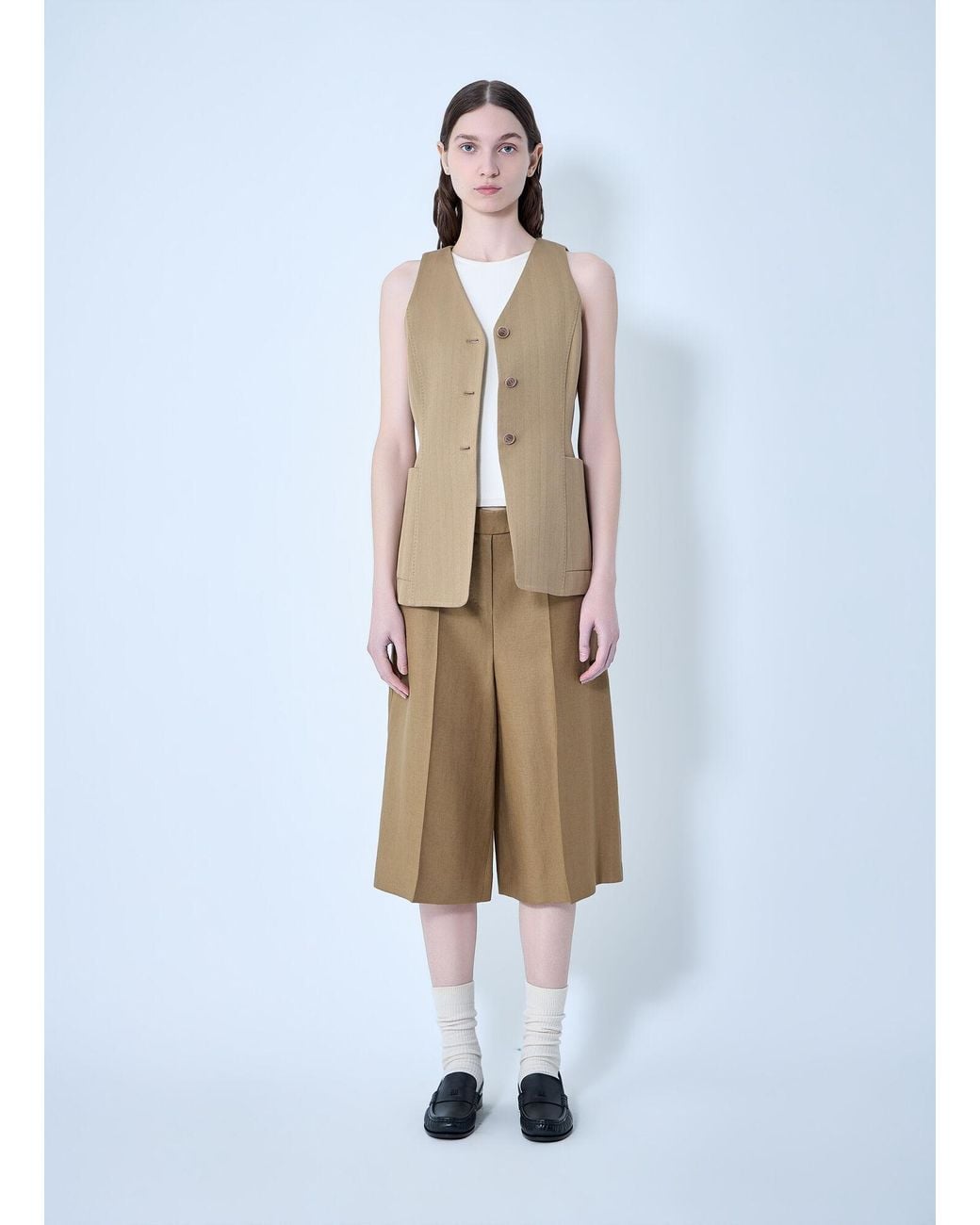 Max Mara Natural Tailored Vest With Button Fastening