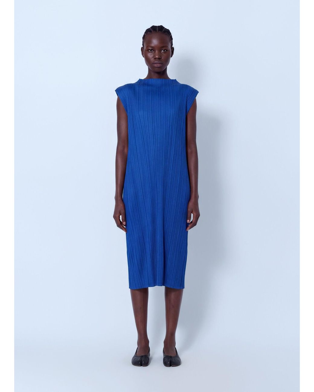 Pleats Please Issey Miyake Blue July Pleated Midi Dress