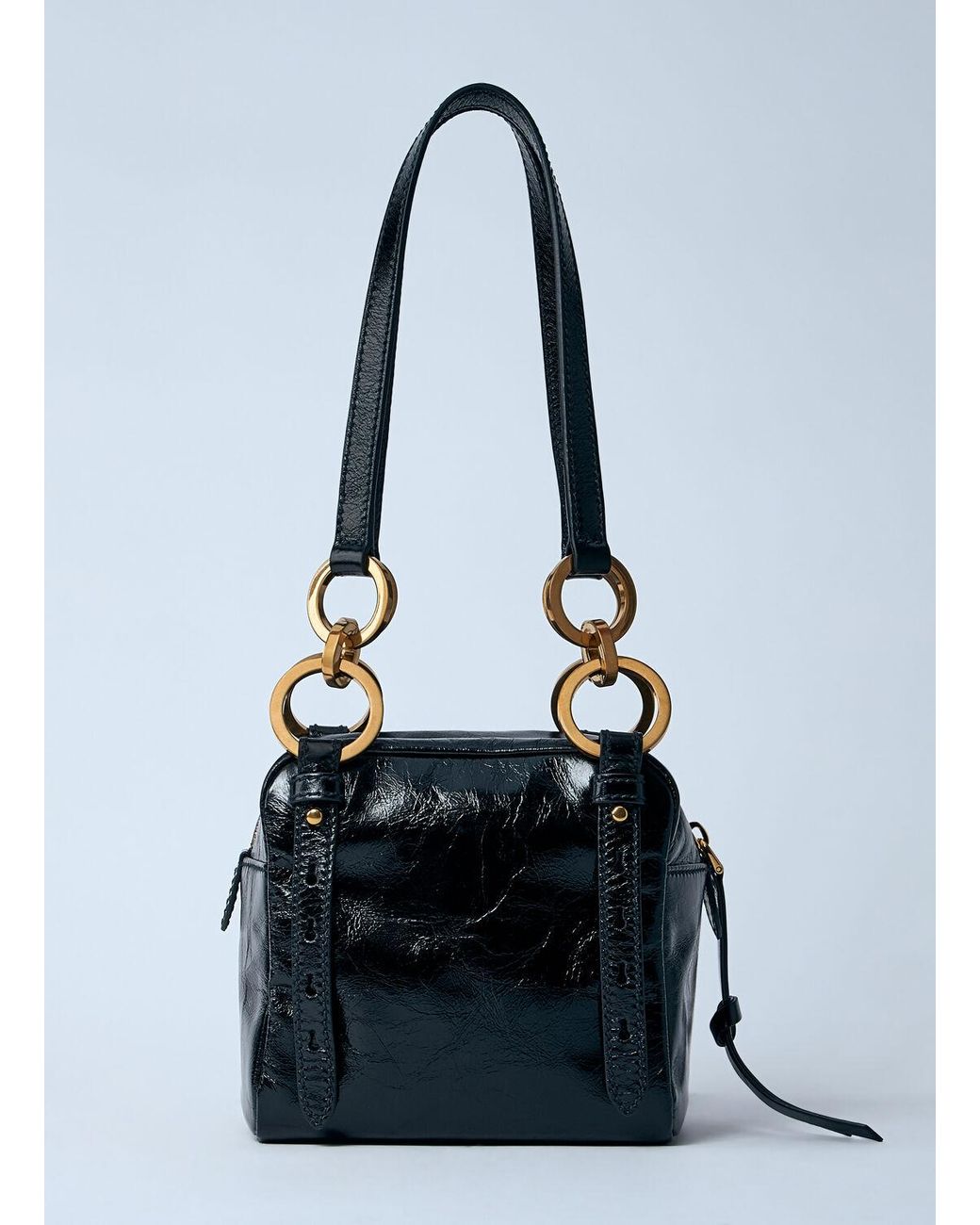 Prada Blue Mini Dangle Leather Handbag