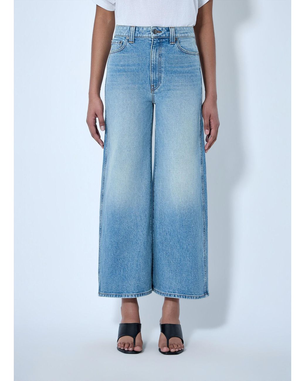 Khaite Blue Wide-Leg Denim Culottes