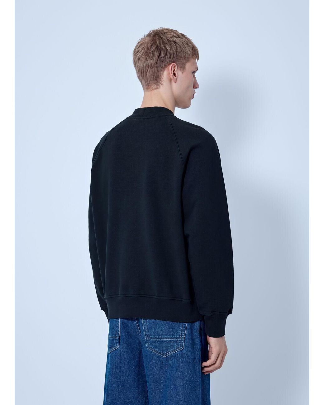 Stone Island Blue Crewneck Sweatshirt With Sleeve Logo Patch for men