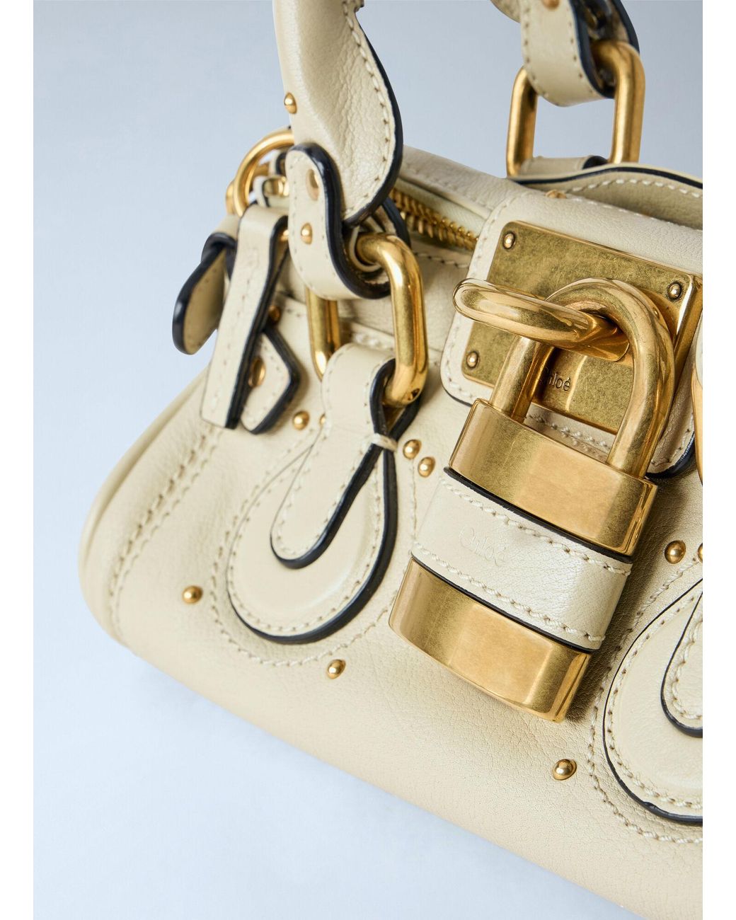 Chloé Blue Small Paddington Grained Leather Shoulder Bag