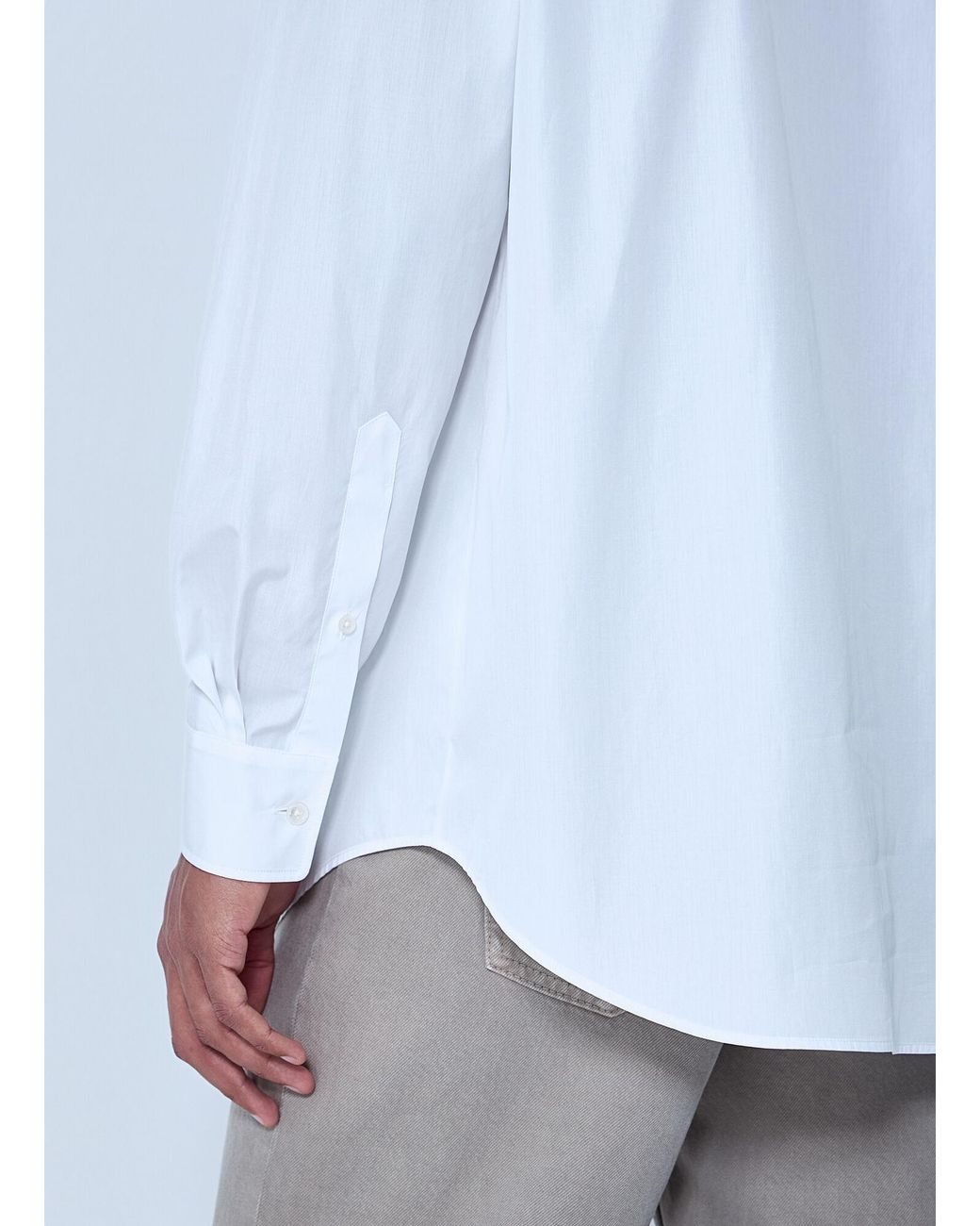 The Row White Cotton Poplin Long-Sleeve Shirt for men