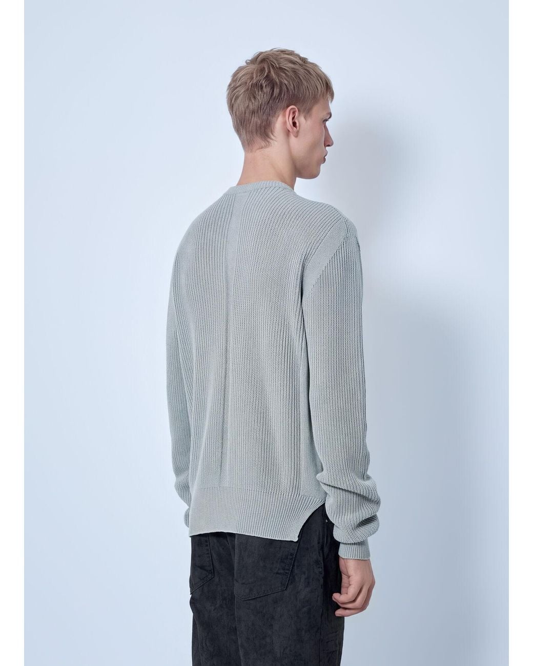 Rick Owens Gray Fisherman Round Neck Sweater for men