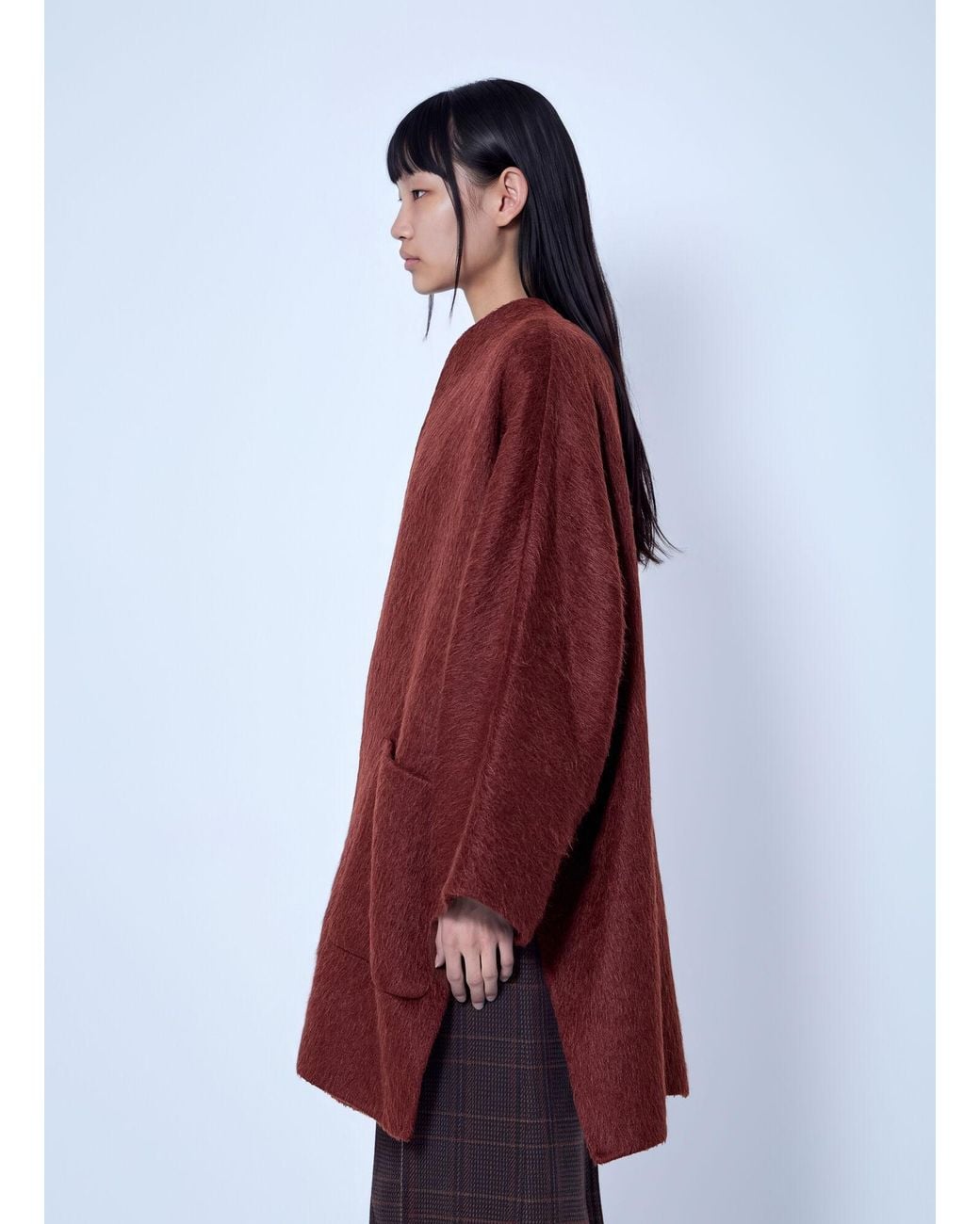 Max Mara Red Short Alpaca And Wool Coat