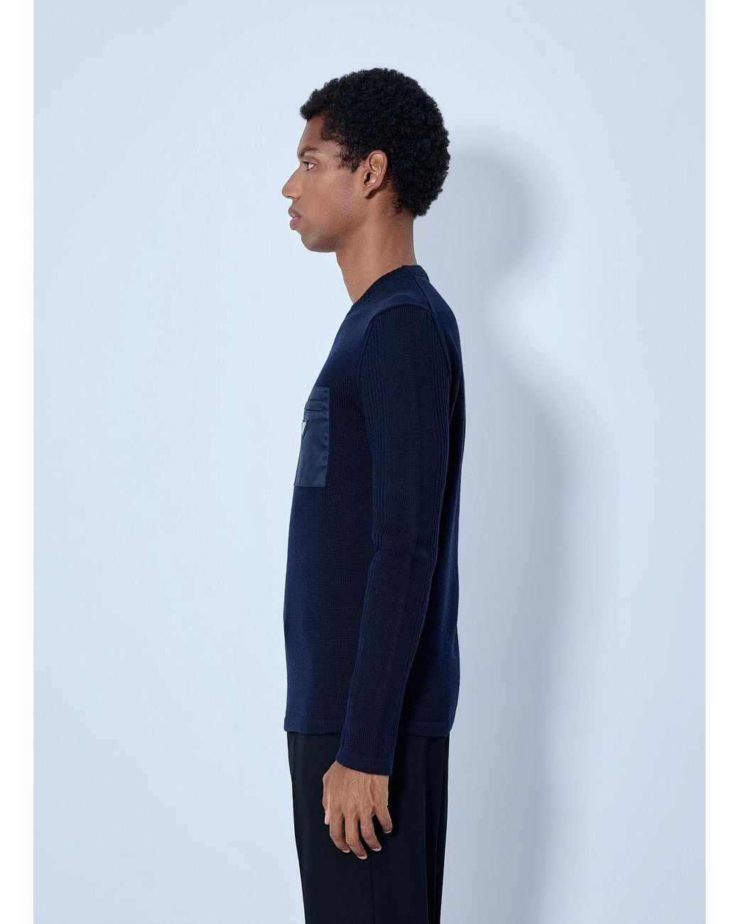 Prada Blue Wool Sweater for men