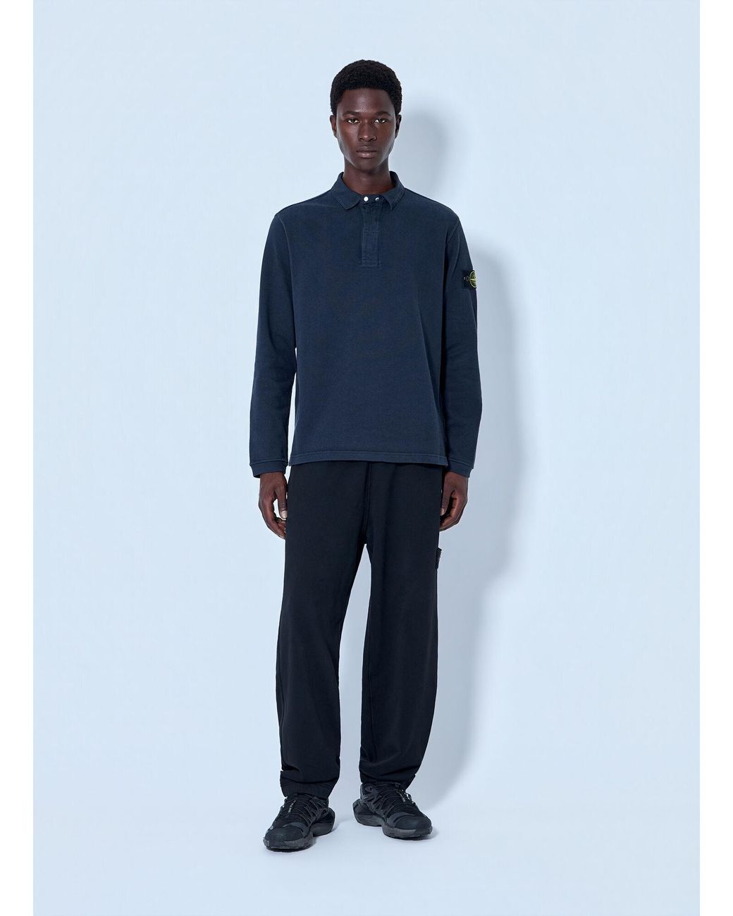Stone Island Blue Long Sleeve Polo Shirt for men