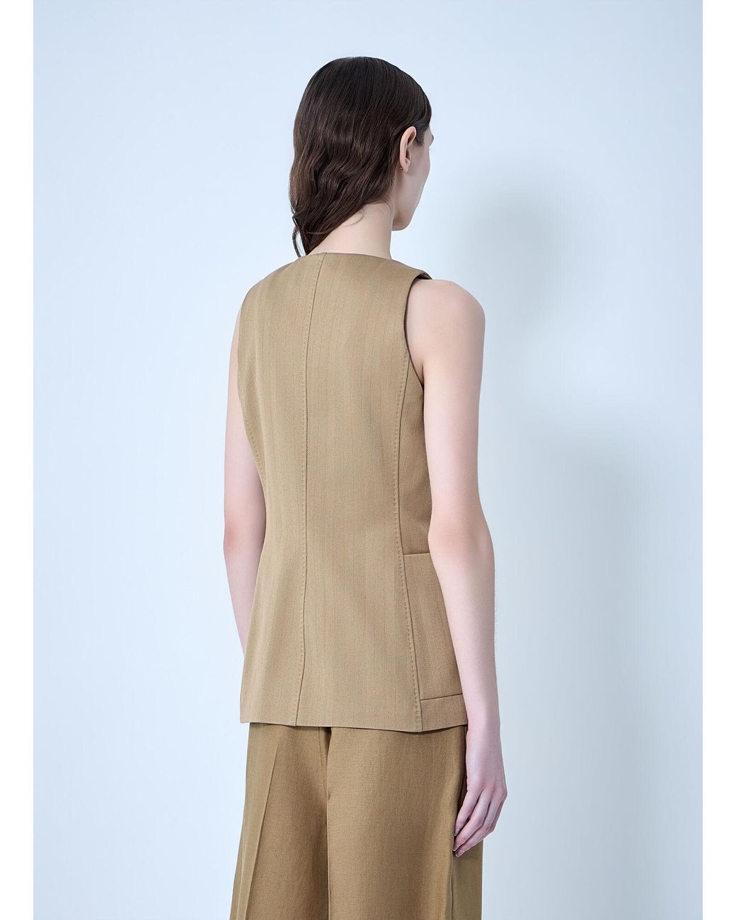 Max Mara Natural Tailored Vest With Button Fastening