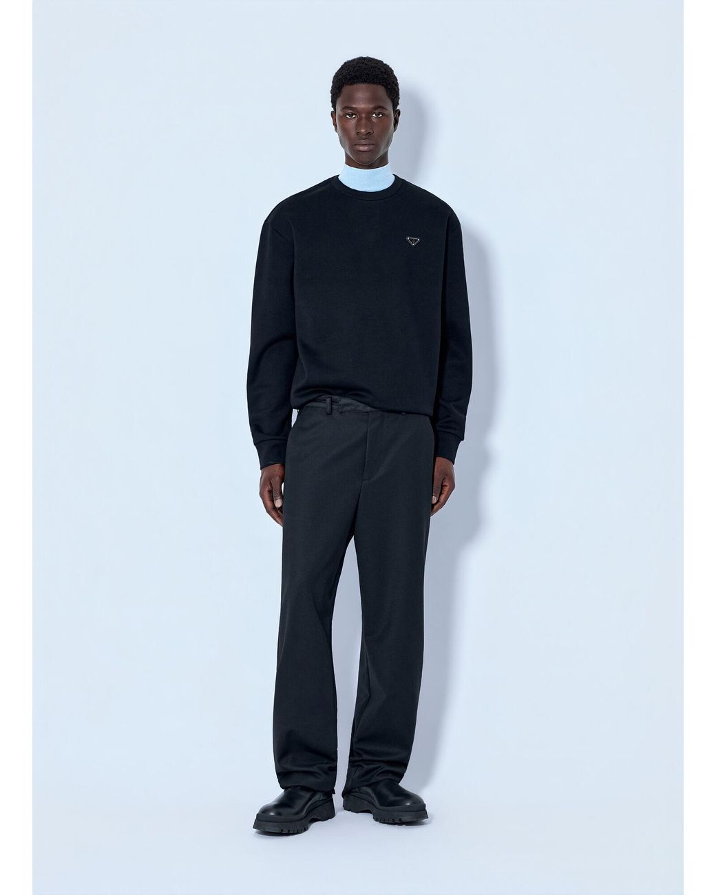 Prada Blue Technical Cotton Sweatshirt for men