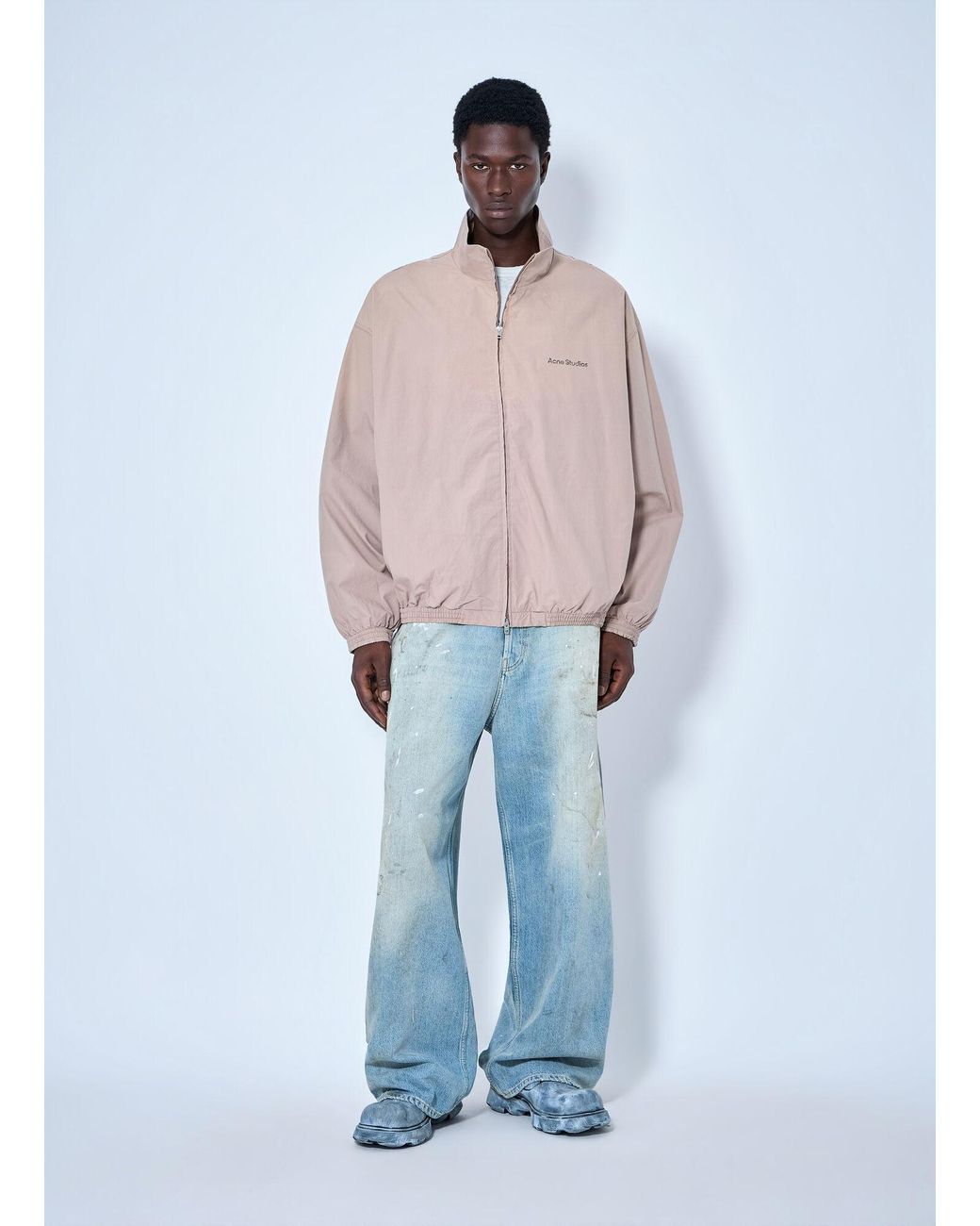 Acne Natural Logo Printed Zip-Up Jacket