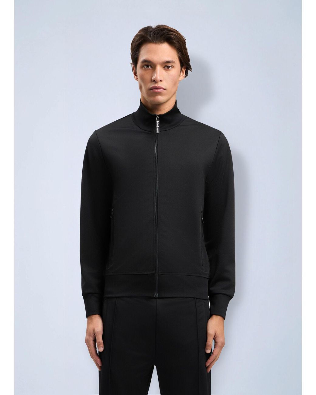 Palm Angels Black Curved Logo Track Jacket for men