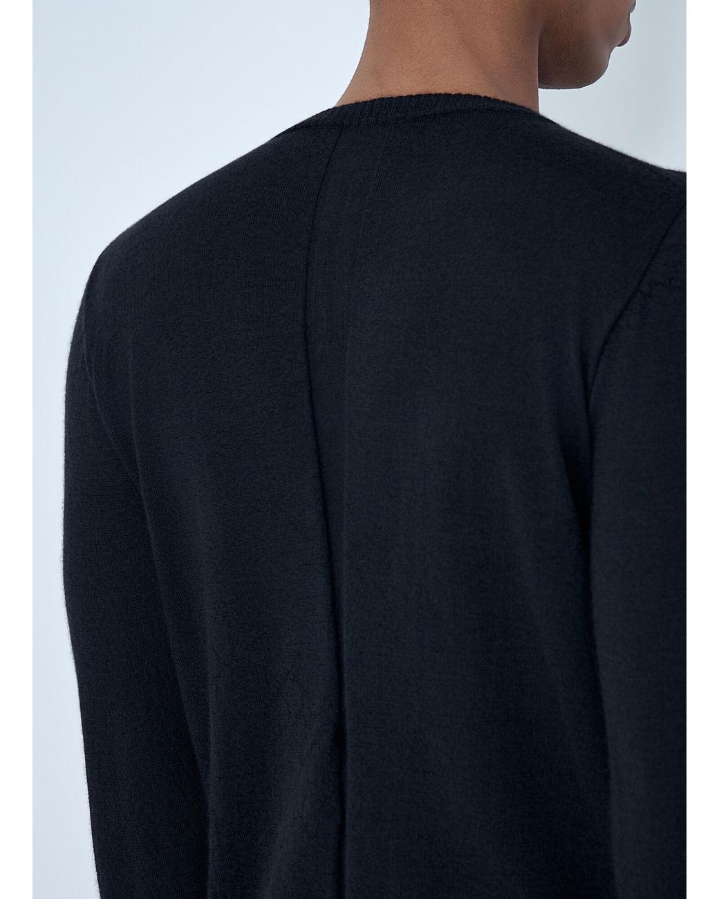 Rick Owens Blue Fine Knit Wool Sweater for men