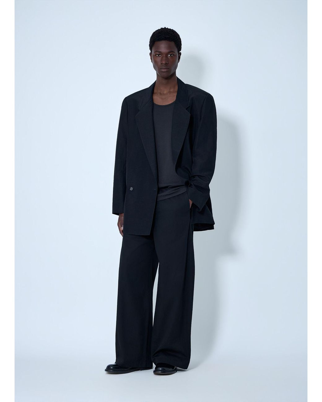 Lemaire Blue Double-Breasted Tailored Blazer for men