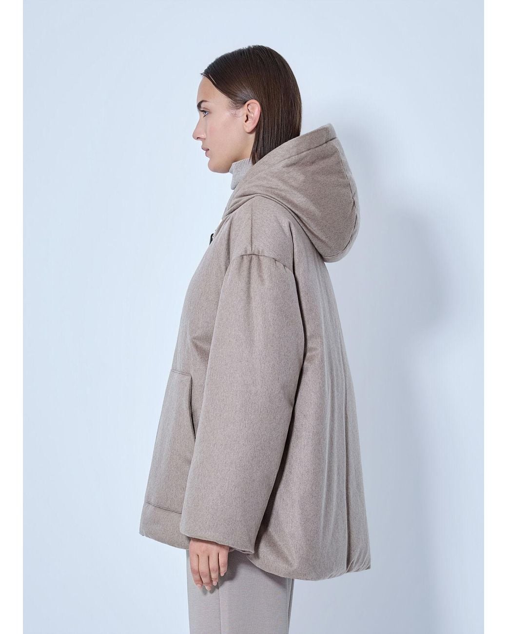 Max Mara Gray Reversible Cashmere Puffer Jacket